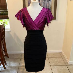Melrose Elegant Purple/Black Tiered Ruffle Women's Dress Size 8